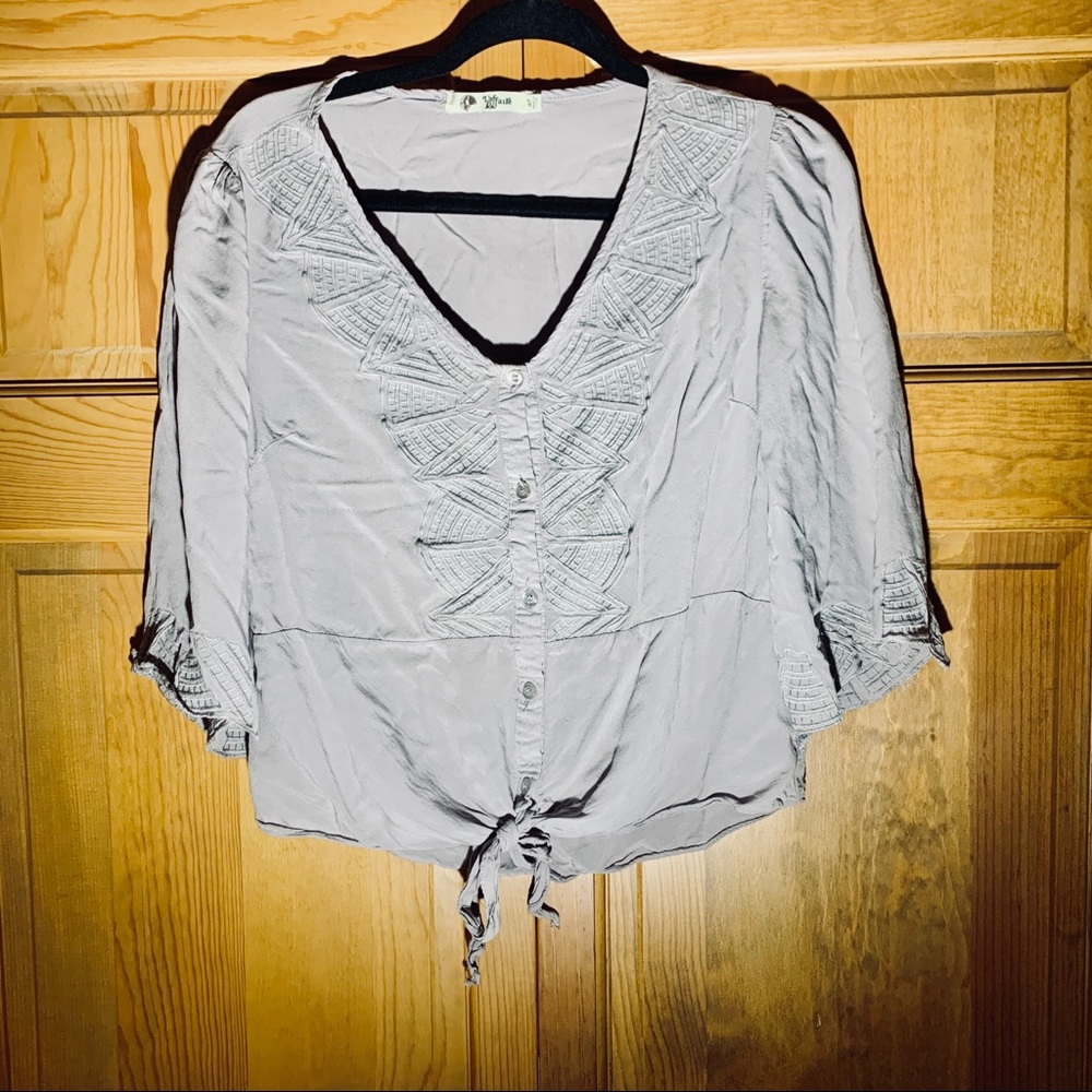 Embroidered Button Down Boho Blouse